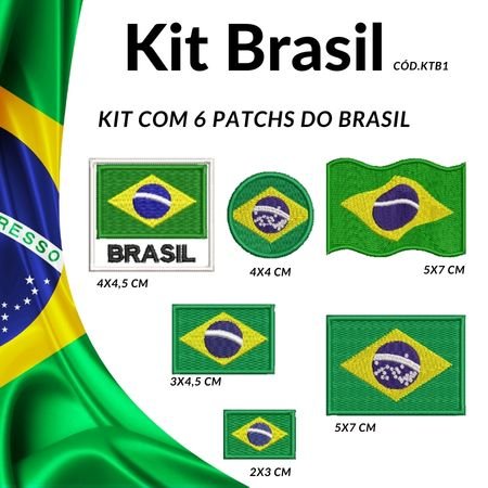 Kit com 6 bandeiras do Brasil, tamanhos variados. Cód.KTB1