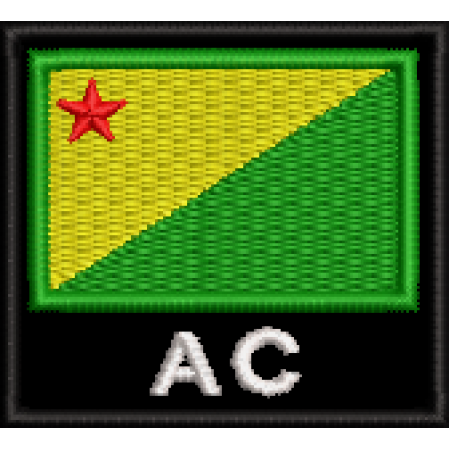 Patch Bordado Bandeira Estado Acre AC 4,5x5 cm Cód.BNE41