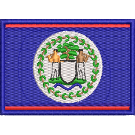 Patch Bordado Bandeira Belize 5x7 cm Cód.BDP98
