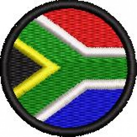 Patch Bordado Bandeira África dos Sul 4x4 cm  Cód.BDR5