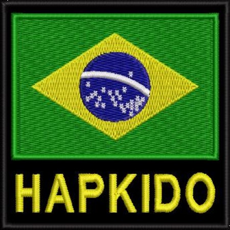 Patch Bordado Bandeira Brasil Hapkido 9x9 cm Cód.4110
