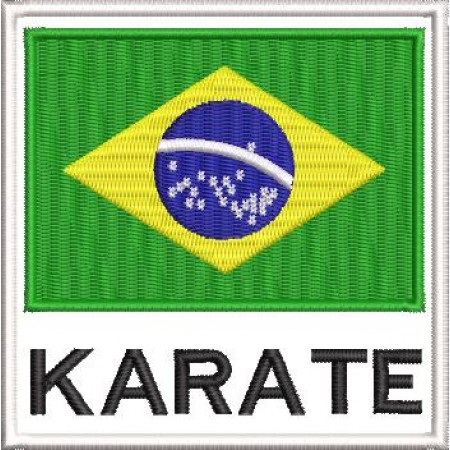 Patch Bordado Bandeira Brasil Karatê 9x9 cm Cód.4085