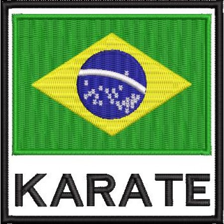 Patch Bordado Bandeira Brasil Karatê  9x9 cm Cód.4136
