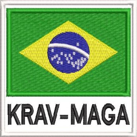 Patch Bordado Bandeira Brasil Krav-Maga 9x9 cm Cód.4111