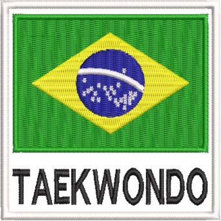 Patch Bordado Bandeira do Brasil Taekwondo 9x9 cm Cód.4088