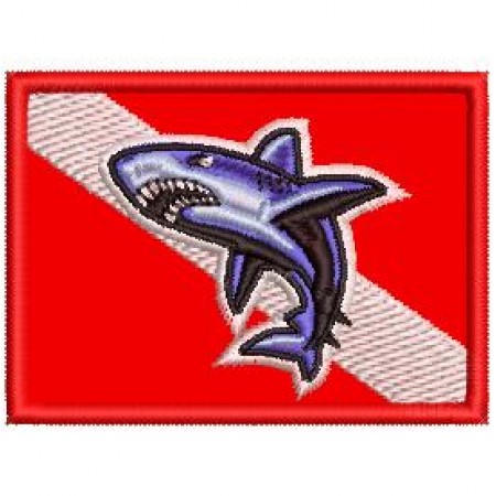 Patch Bordado Bandeira Mergulho Shark 5x7 cm Cód.4115