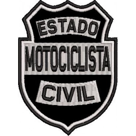 Patch Bordado Estado Civil Motociclista 10x7 cm Cód.2005
