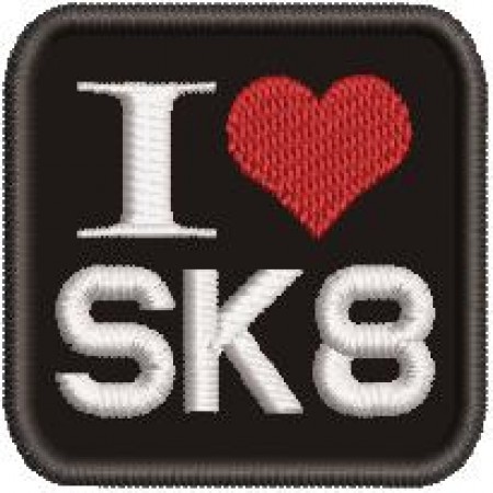 Patch Bordado I love Skate Sk8 - 5x5 cm Cód.4109