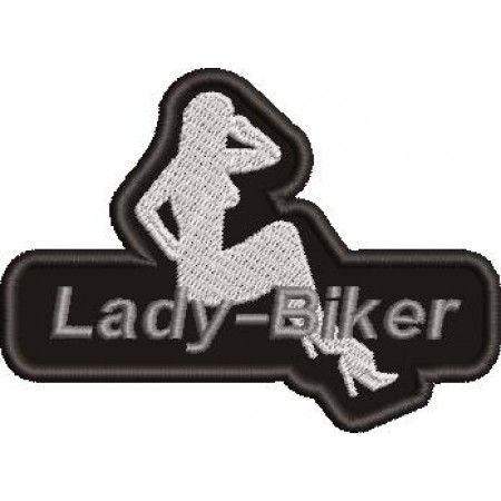 Patch Bordado Lady Biker 6,5x9 cm Cód.1700