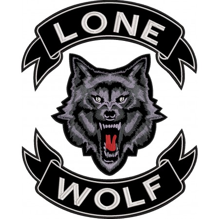 Patch Bordado Lobo Lone Wolf 37x29,5 cm Cód.1442