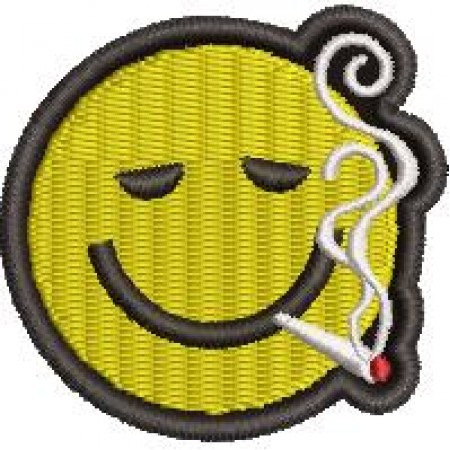 Patch Bordado Emoji Fumando 5x5 cm Cód.3347