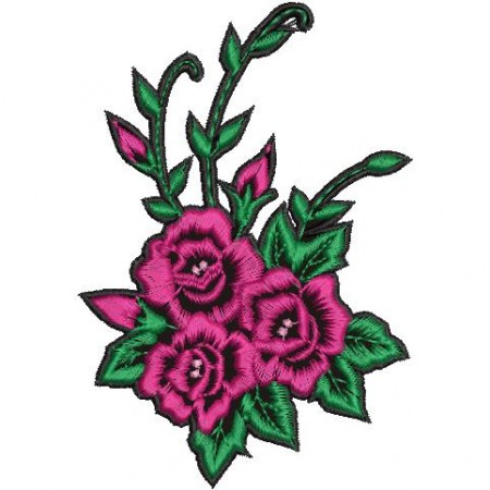 Patch Bordado Floral  rosa 10,5x10,5 cm Cód.3457