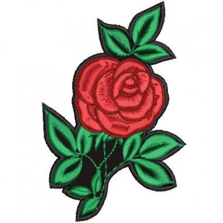 Patch Bordado Rosa Floral Vermelha - 7x11 cm - Cód.3456