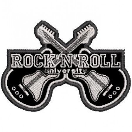 Patch Bordado Rock in Roll Guitar 6x8,5 cm Cód.3107