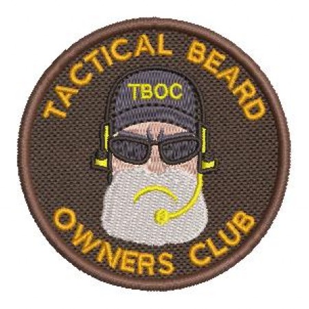 Patch Bordado Tactical Beard Owners Club Marrom 7x7 cm Cód.2449