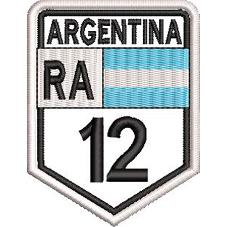 Patch Bordado Argentina Rota 12 - 8x6 cm Cód.2058