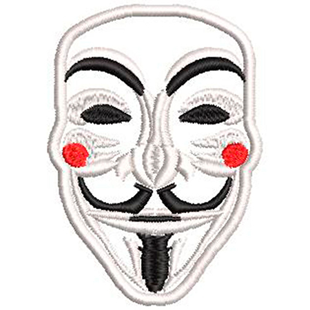 Patch Bordado Anonymous V Vendetta 8x5,5 cm Cód.2858