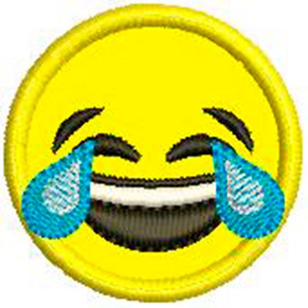 Patch Bordado Emoji Chorando de rir  4x4 cm Cód.3218