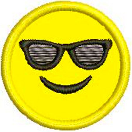 Patch Bordado Emoji de óculos 4x4 cm Cód.3219