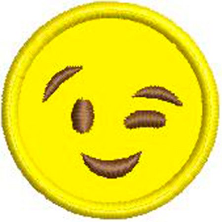 Patch Bordado Emoji Piscando 4x4 cm Cód.3221