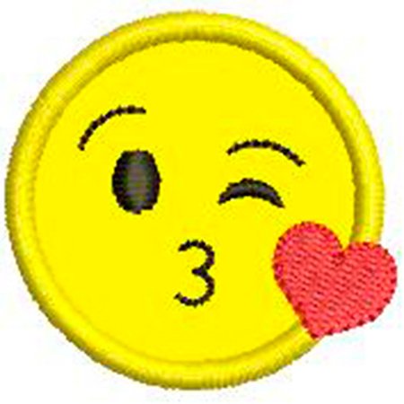 Patch Bordado Emoji Beijinho 4x4 cm Cód.3222
