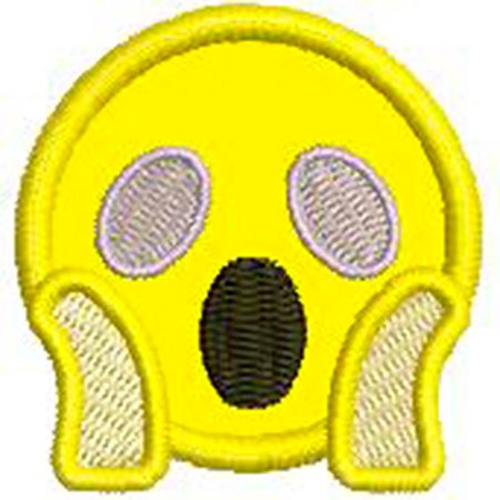 Patch Bordado Emoji Assustado 4,5x4 cm Cód.3302