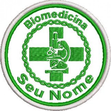 Patch Bordado Biomedicina com seu nome 8x8 cm Cód.4592
