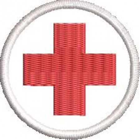 Patch Bordado Cruz Vermelha 5x5 redondo Cód.4730