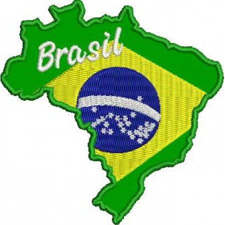 Patch Bordado Mapa do Brasil 8,5x8,5 cm Cód.TMA3