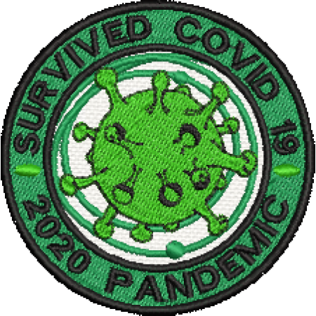 Patch Bordado Survived Covid 19 - 2020 Pandemic 7x7 cm Cód.5530