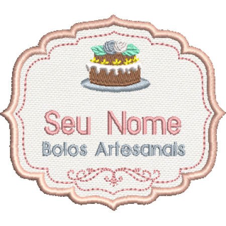 Patch Bordado Etiqueta Bolos Artesanais com seu nome 8,5x9,5 cm Cód.5997