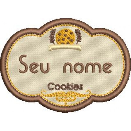 Patch Bordado Etiqueta Cookies com Seu nome 7x10 cm Cód.5964 