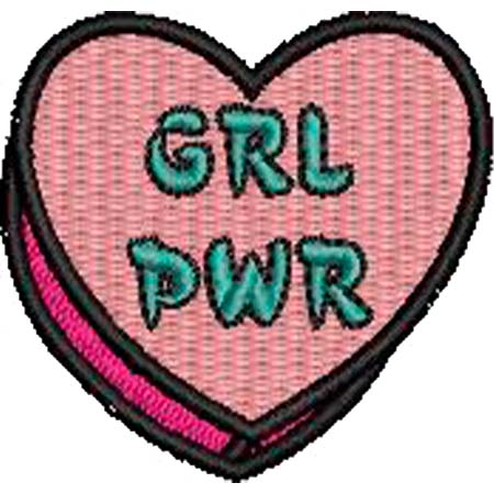 Patch Bordado Coração Girl Power 5x5 cm Cód.6212